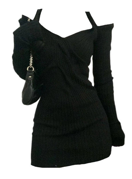 Off-Shoulder Knit Mini Dress