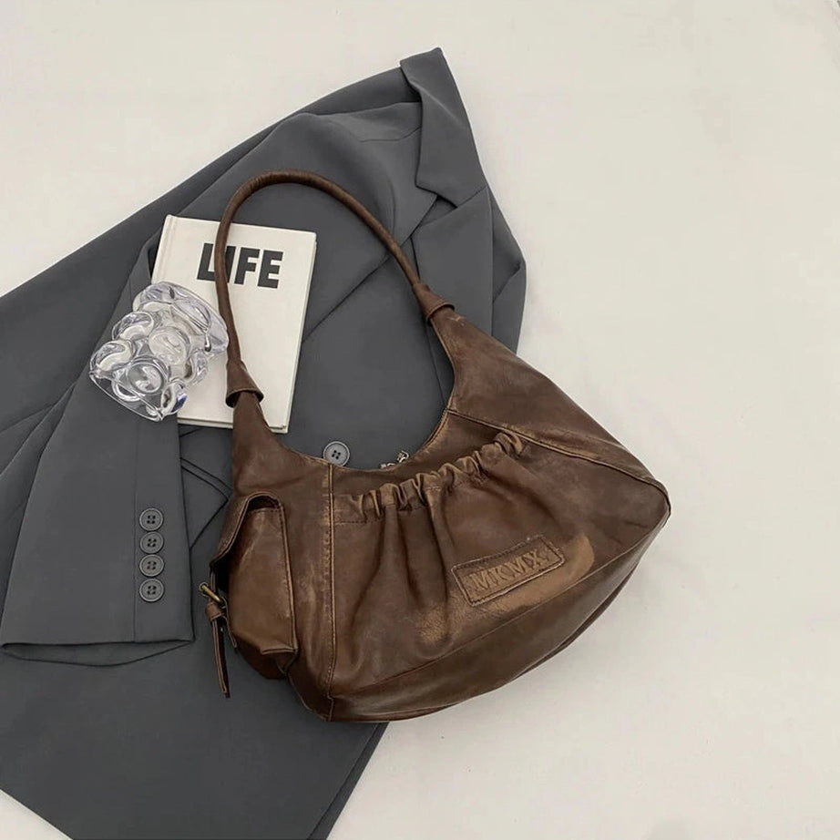 Rustic Ruched Shoulder Bag