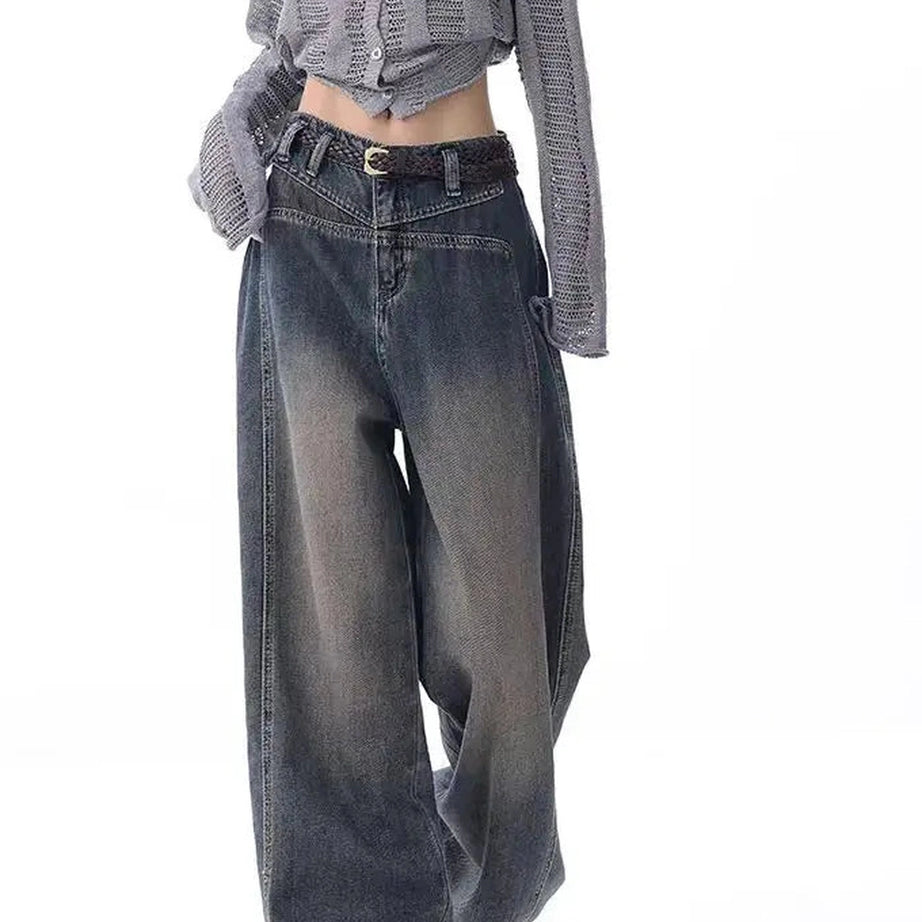 Vintage Washed Wide-Leg Jeans