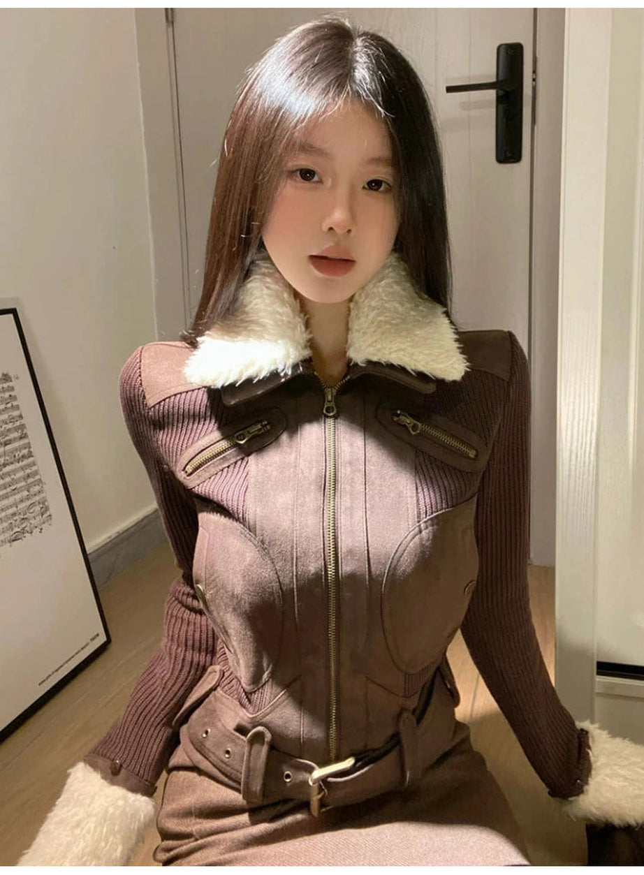 Furry Aviator Bomber Jacket