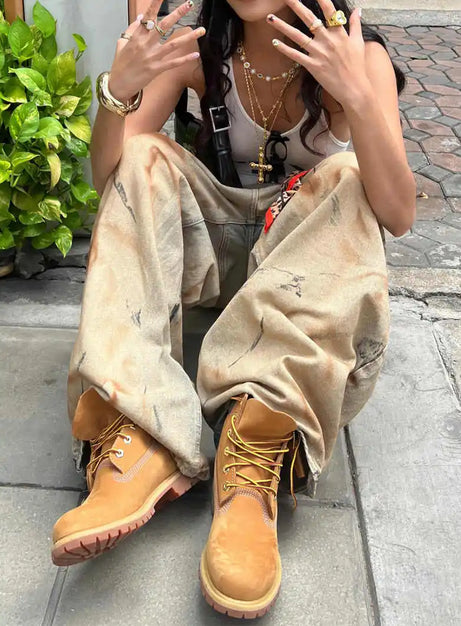 Distressed Grunge Wide Leg Jeans