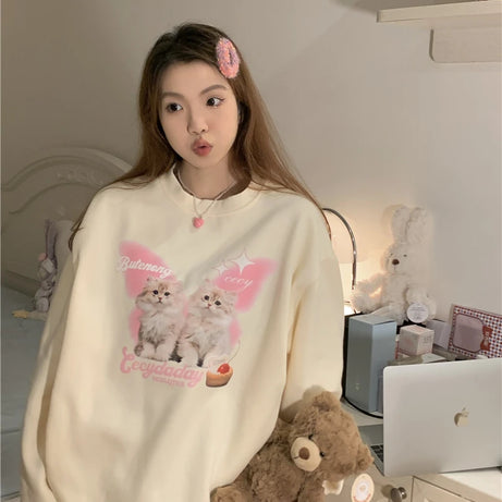 Cherry Kitten Oversized Sweatshirt