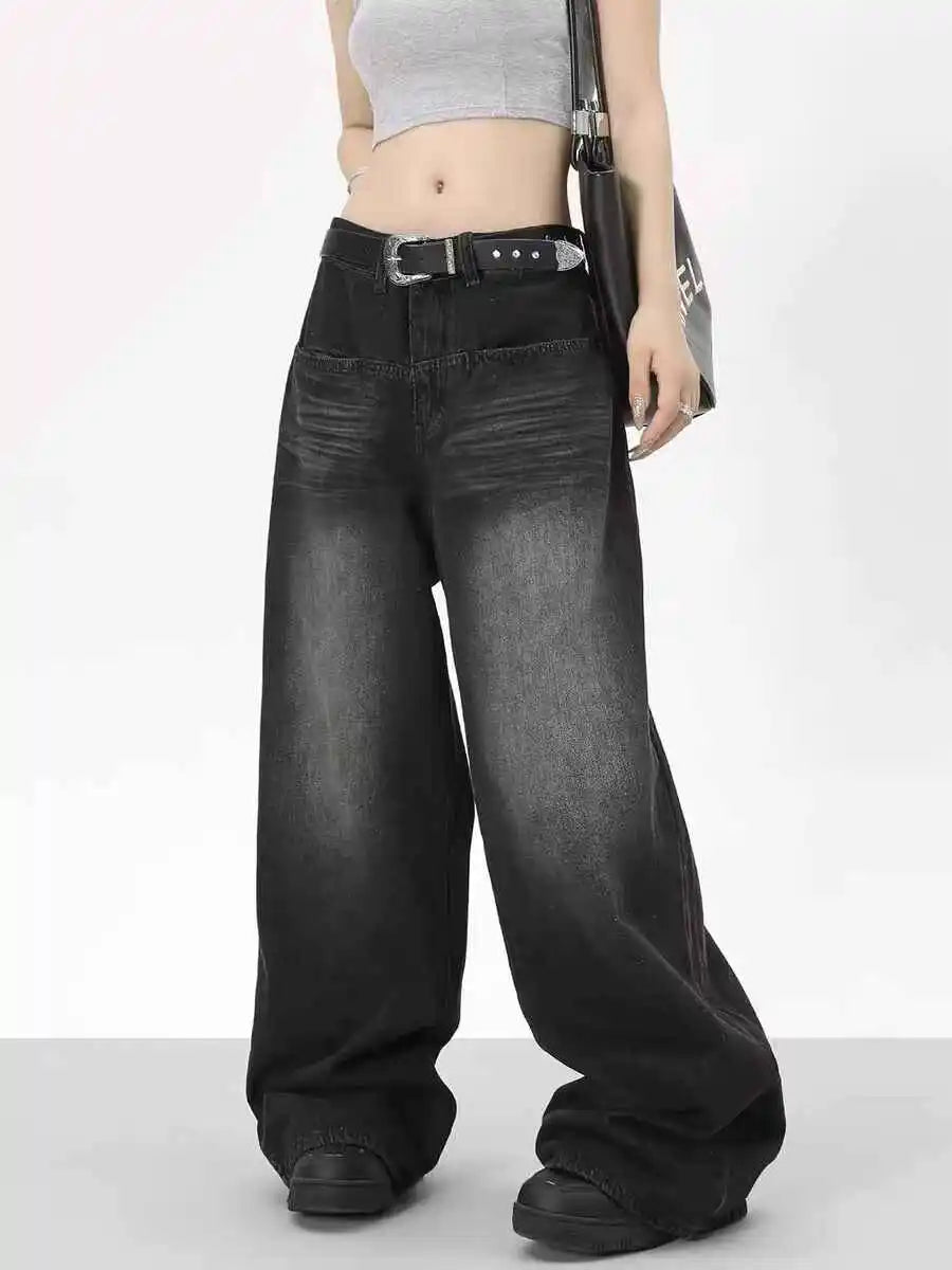Washed Black Y2K Baggy Jeans