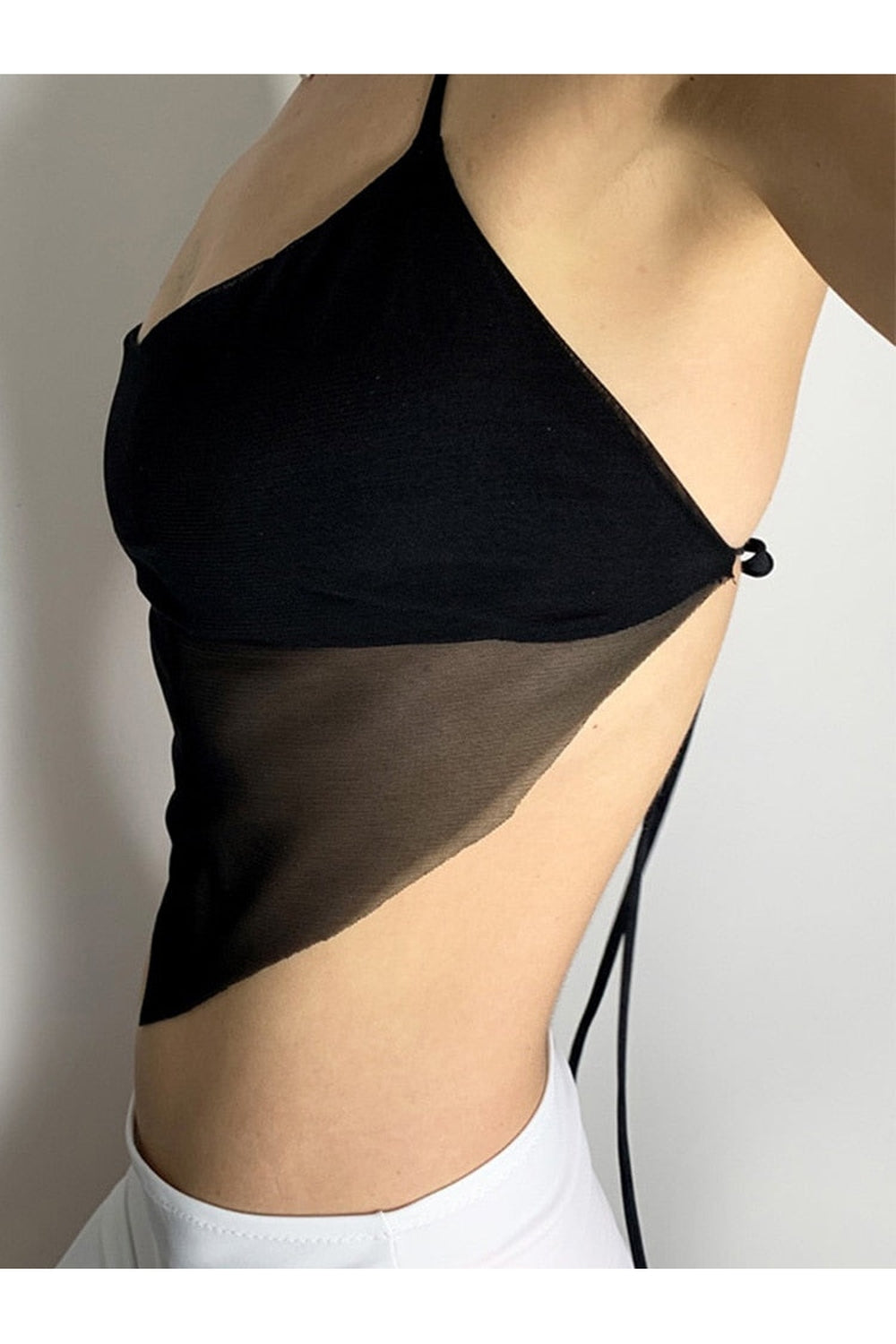 Y2k Transparent Mesh Halter Crop Top