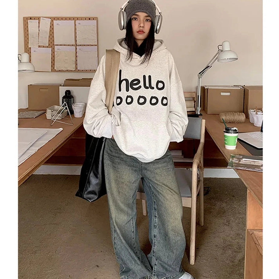 Playful Hello Oversized Hoodie