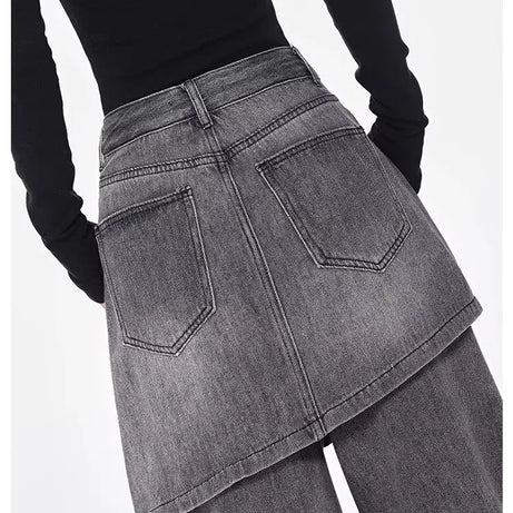 Grunge Skirted Flare Jeans