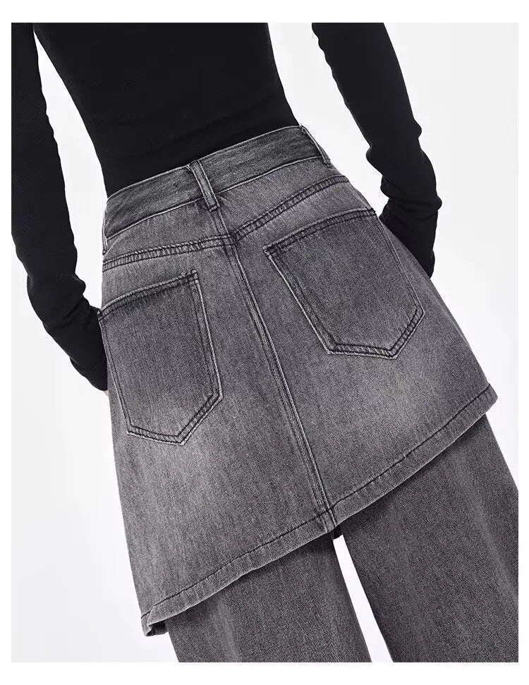 Grunge Skirted Flare Jeans