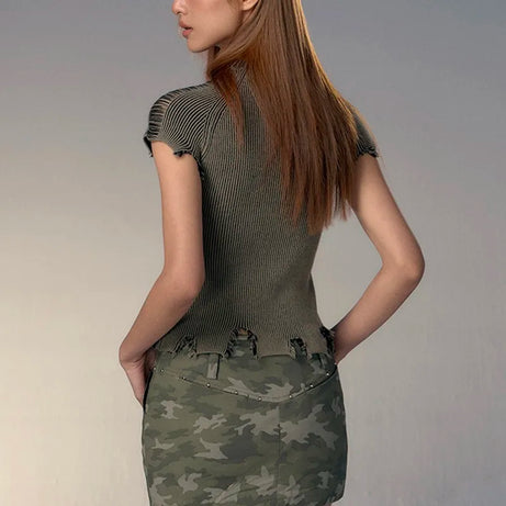 Worn Out Logo Knit Top