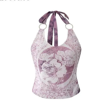 Vintage Charm Scarf Halter Top