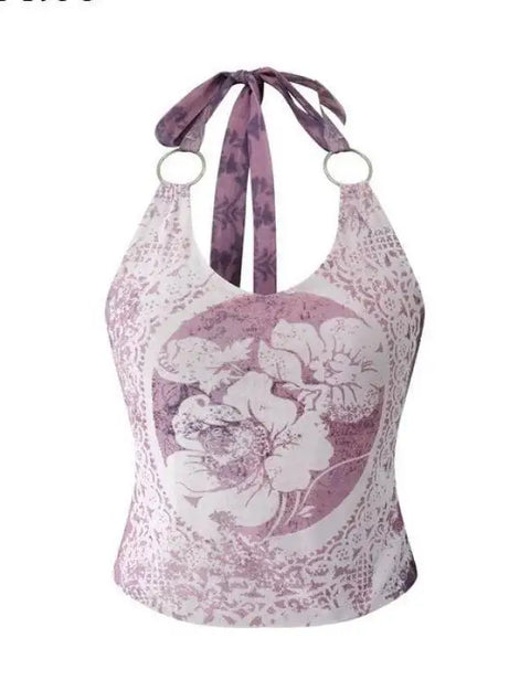 Vintage Charm Scarf Halter Top