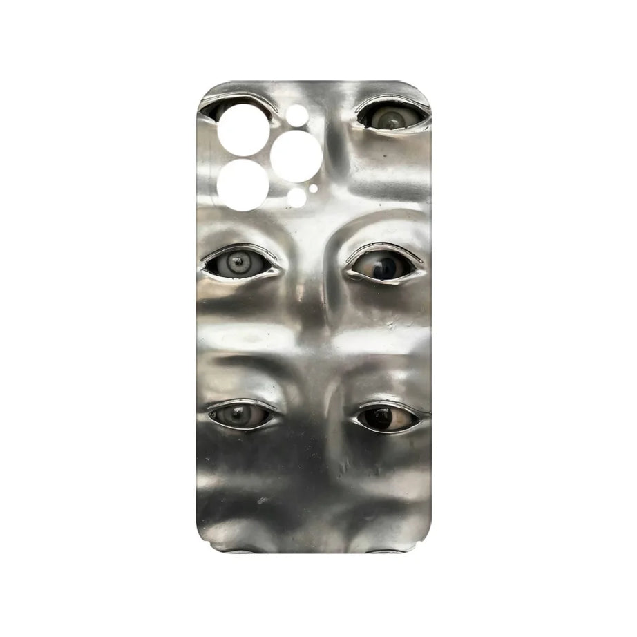 Silver Sculpted Eyes iPhone Case