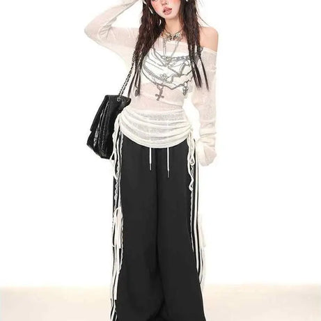 Chains of Midnight Off-Shoulder Top