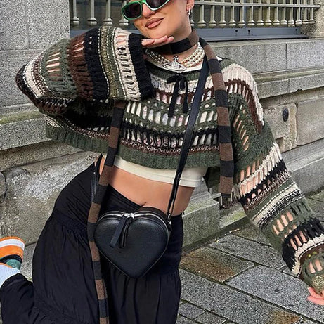 Shattered Lace Knit Sweater