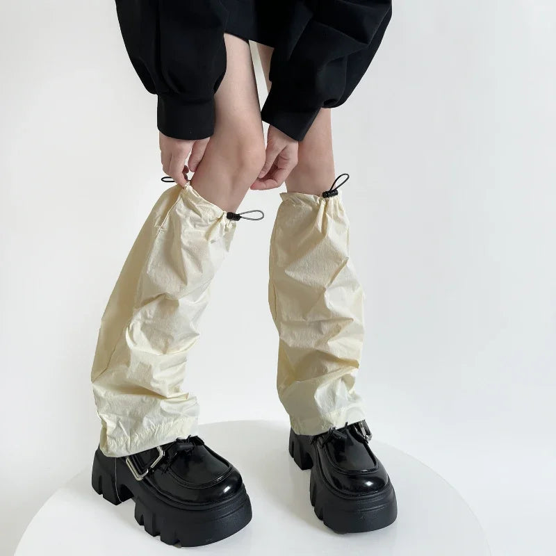 New Women Leg Warmers Tooling Style Quick Dry Drawstring Foot Cover Leg Warmers Y2k Girls Solid Color Loose Long Socks Stockings