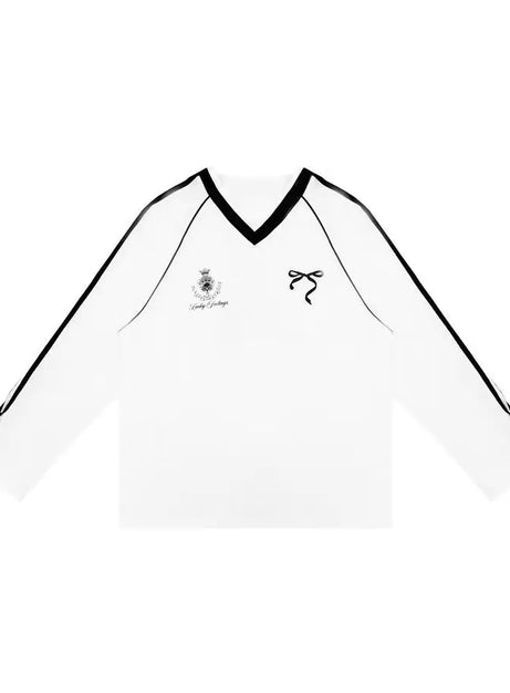 Oversize-Jersey-Oberteil mit Schleifenmuster