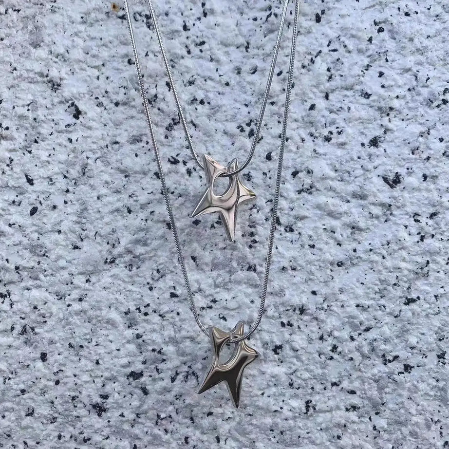 Silver Shuriken Ninja Necklace