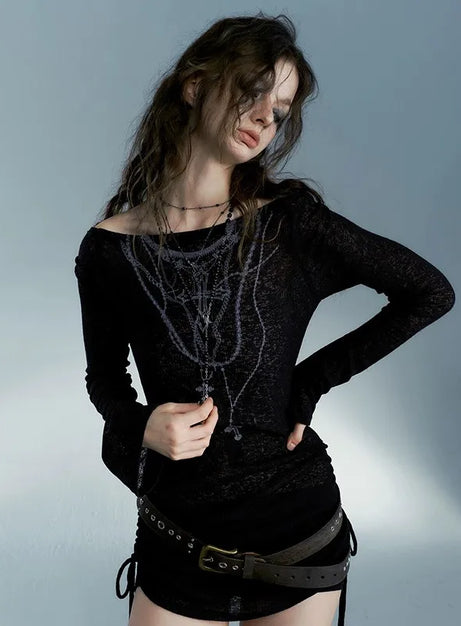 Dark Crucifix Long Sleeve Top