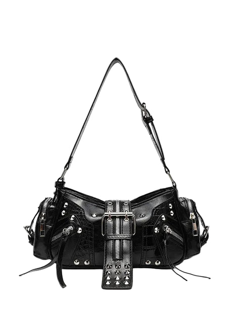 Riot Buckle Studded Shoulder Bag