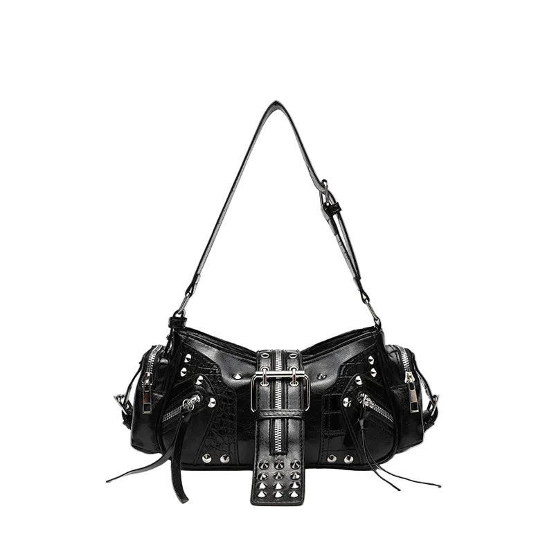 Riot Buckle Studded Shoulder Bag