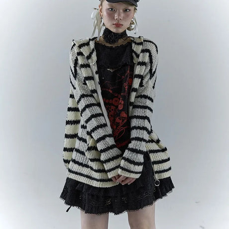 Striped Bunny Zip Hoodie