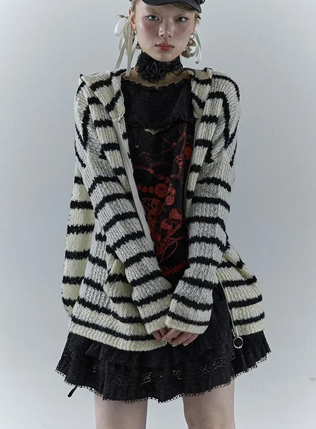 Striped Bunny Zip Hoodie