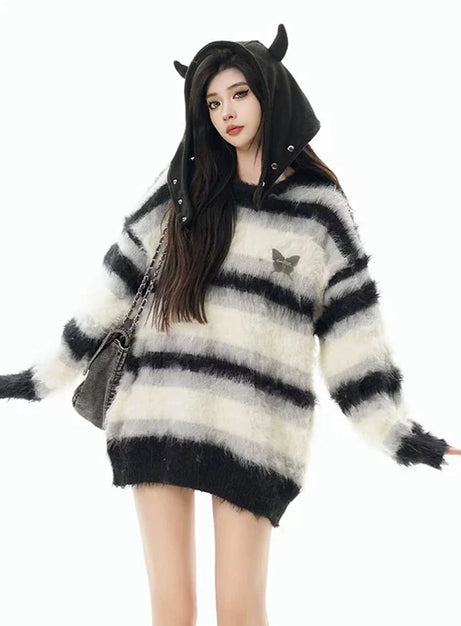Devilcore Fluff Stripe Sweater