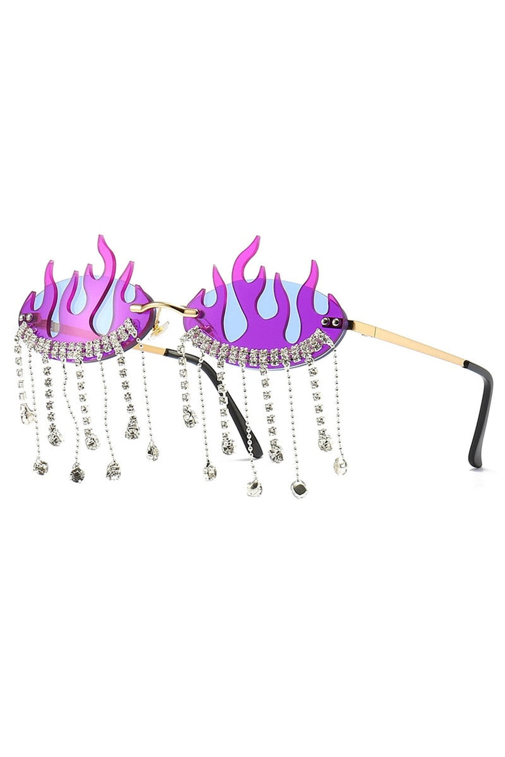 Y2k Rhinestone Flame Wave Sunglasses