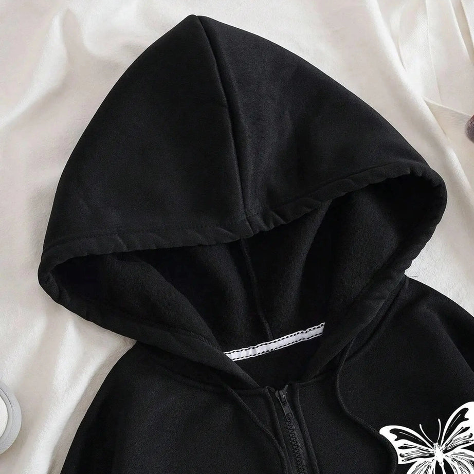 Gothic Butterfly Zip-Up Hoodie