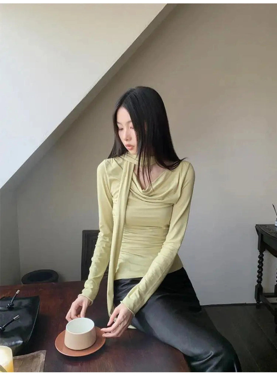 Asymmetrical Drape Neck Top