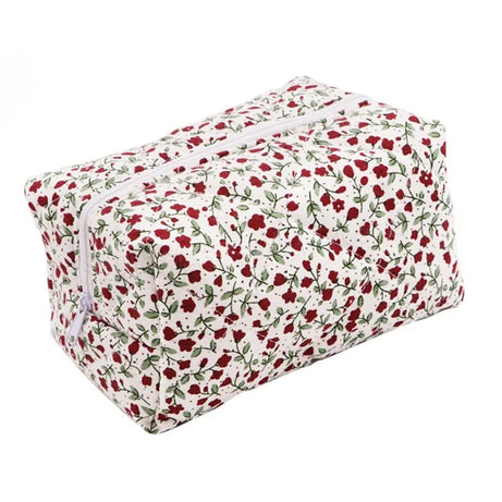 Floral Bloom Quilted Makeup Bag