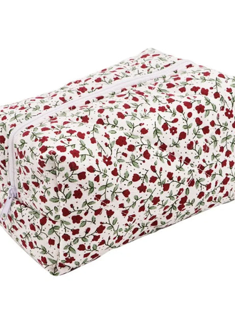 Floral Bloom Quilted Makeup Bag