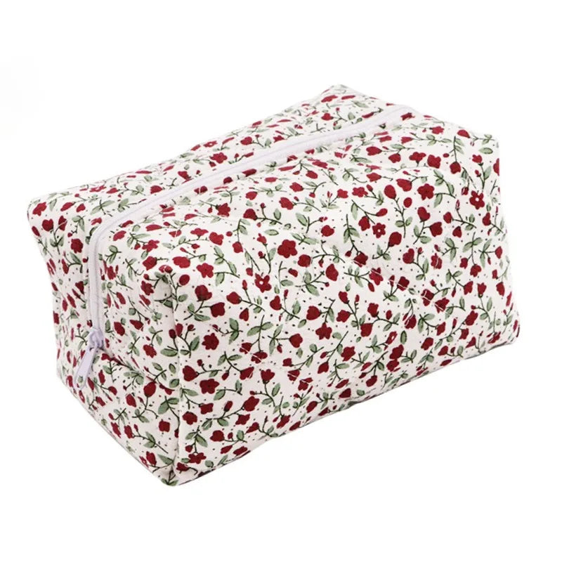 Floral Bloom Quilted Makeup Bag