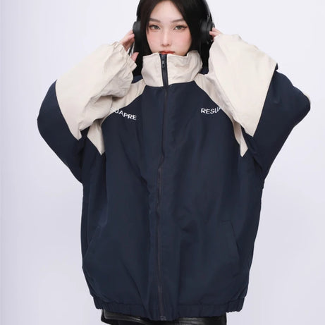Two-Tone Oversized Windbreaker Jacket