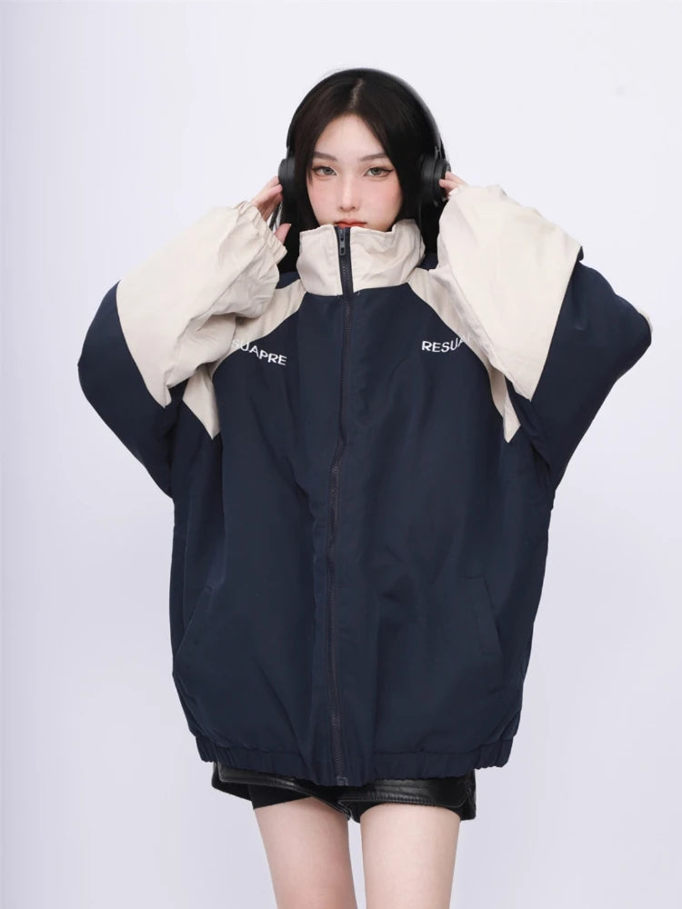 Two-Tone Oversized Windbreaker Jacket