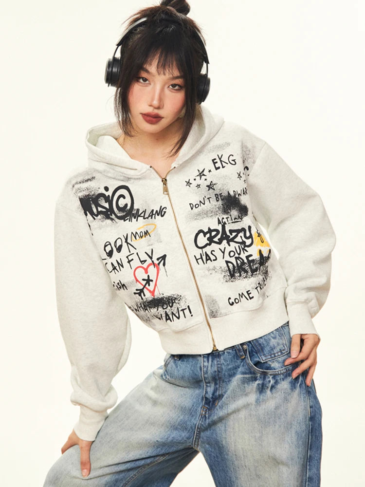 Graffiti Heart Zip Hoodie