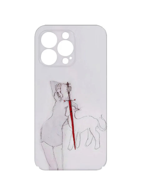 Mädchen und Biest mit rotem Schwert iPhone-Hülle