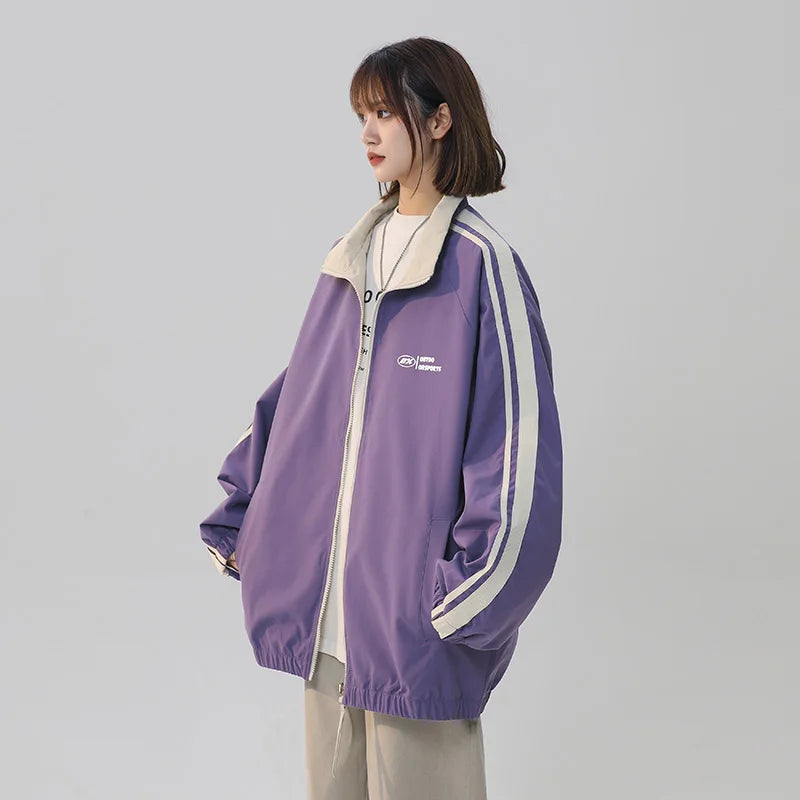 Black Striped Oversized Track Jacket