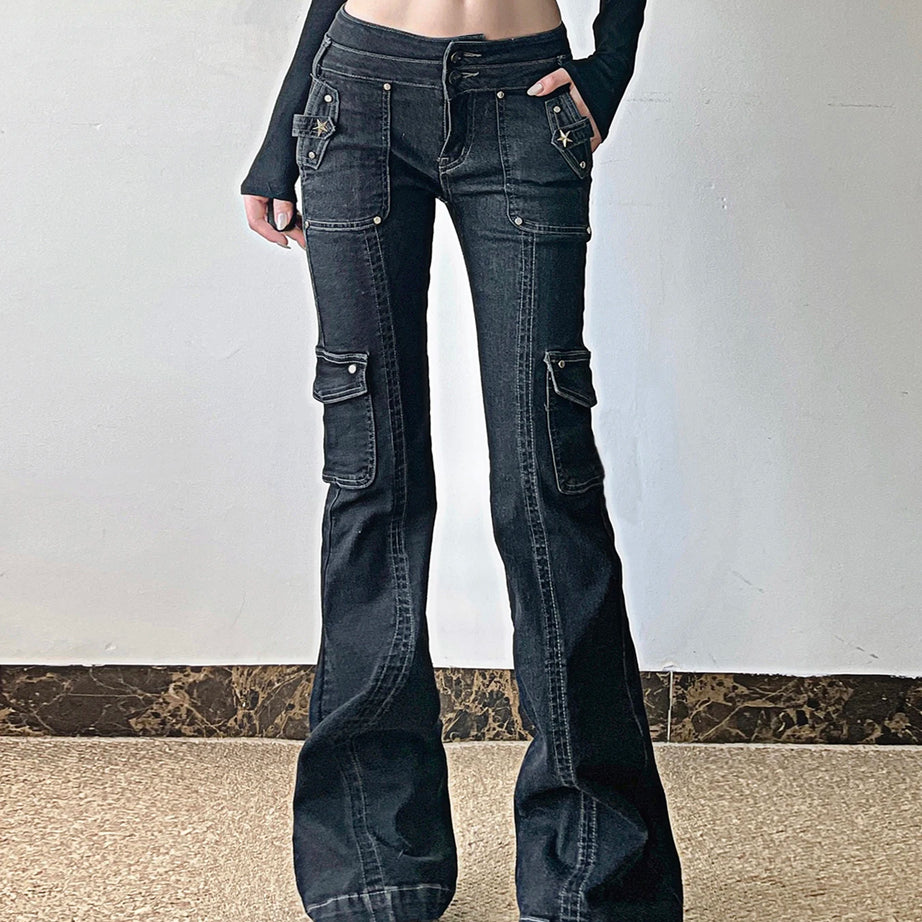 Black Utility Flare Pants