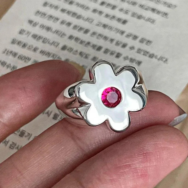 Silver Bloom Gemstone Ring Set