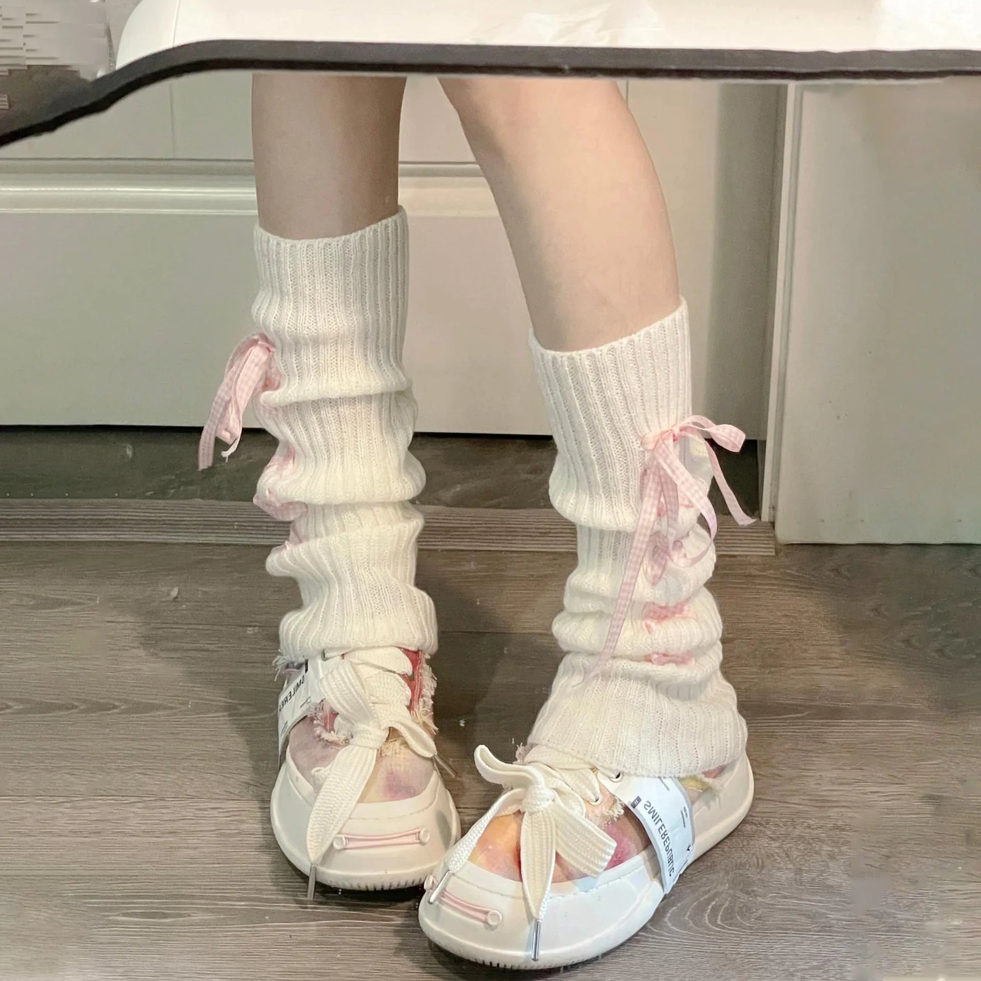 Soft Ballet Ribbon Leg Warmers
