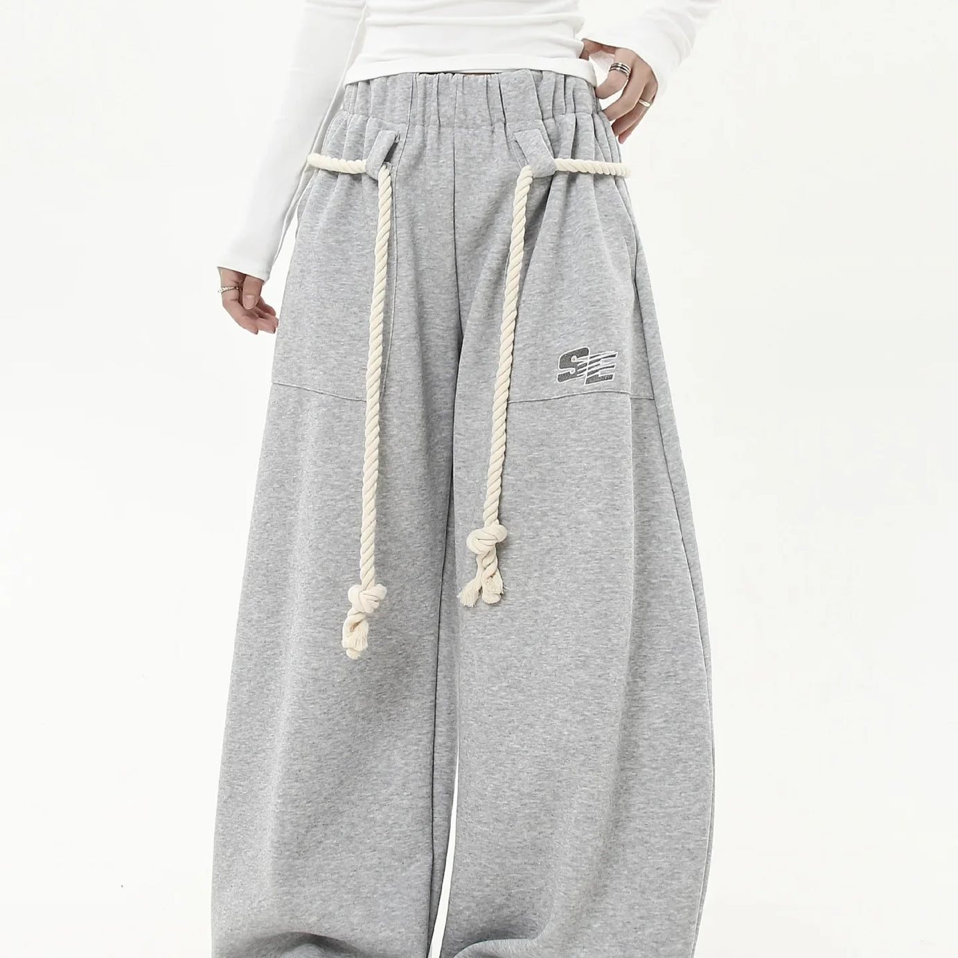 Retro Drawstring Wide Leg Lounge Pants