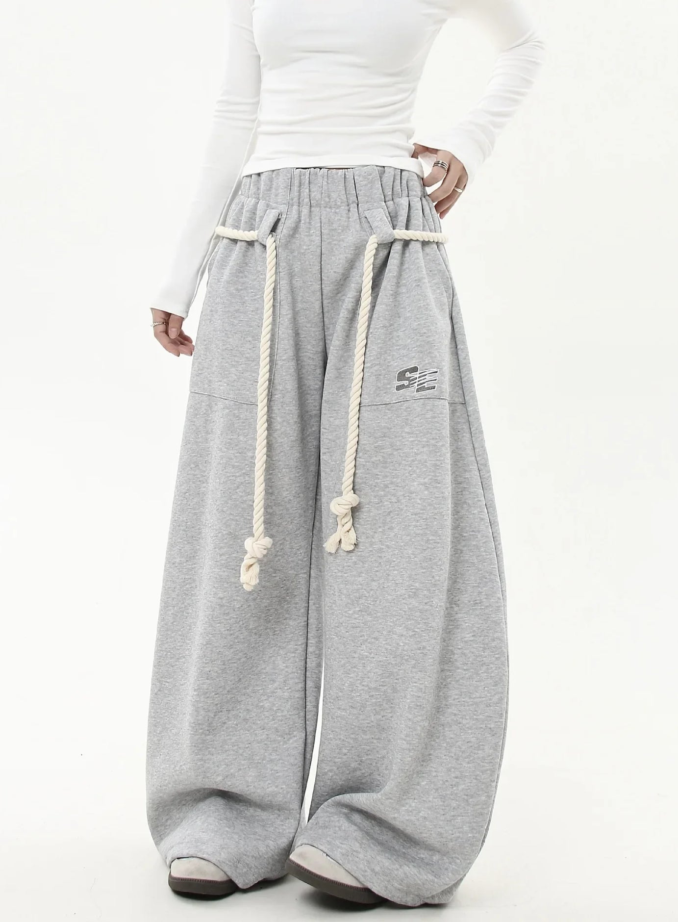 Retro Drawstring Wide Leg Lounge Pants