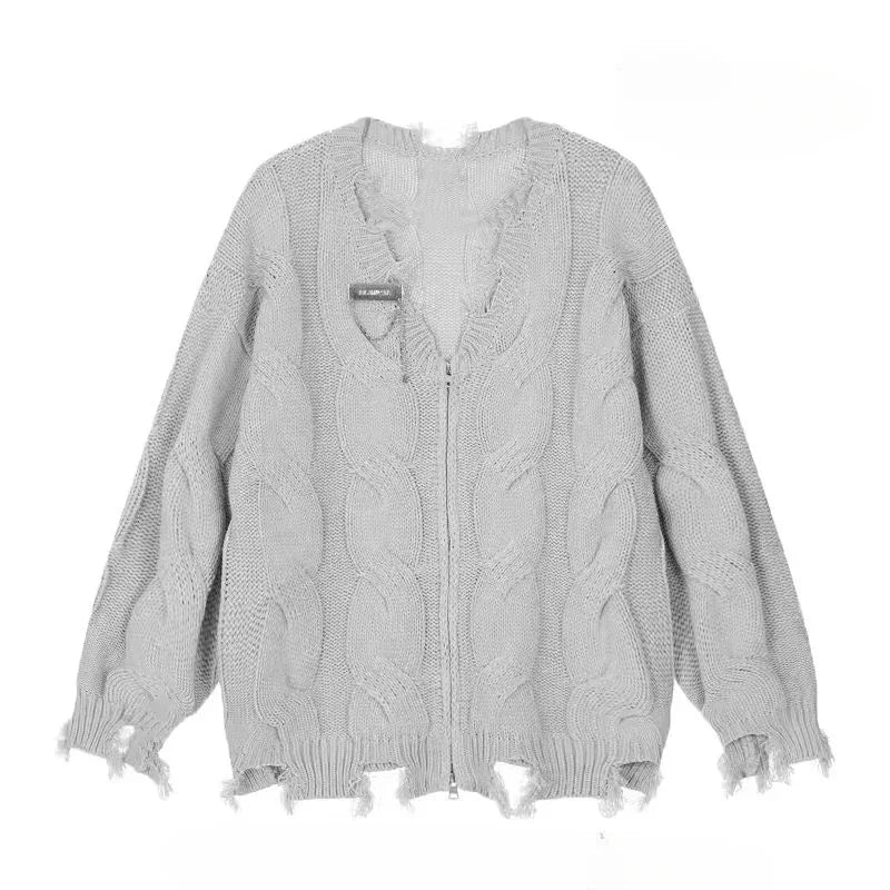 Shadow Shred Zip-Up Sweater