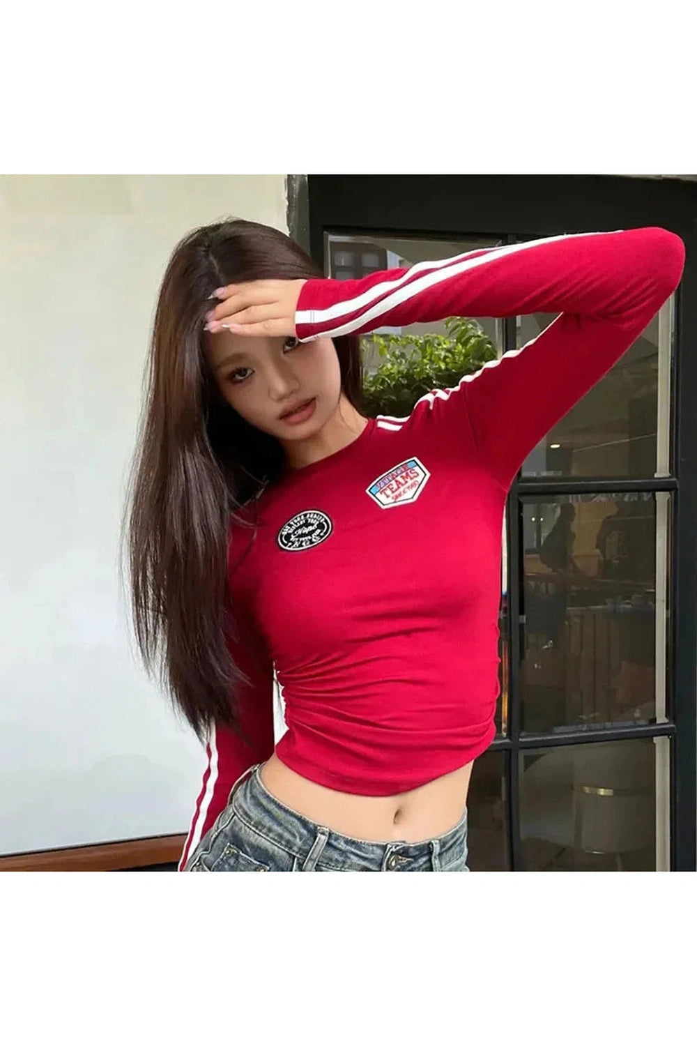 Y2k Scarlet Racer Long Sleeve Crop Top