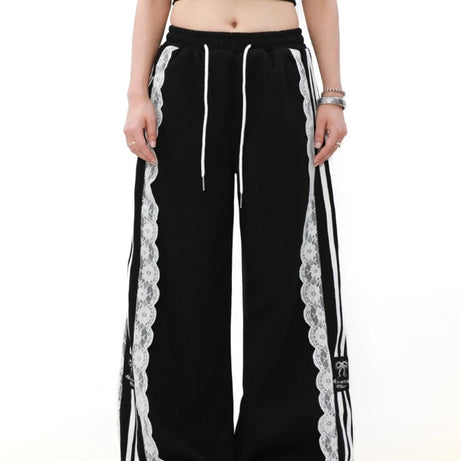 Ribbon Edge Lace Track Pants