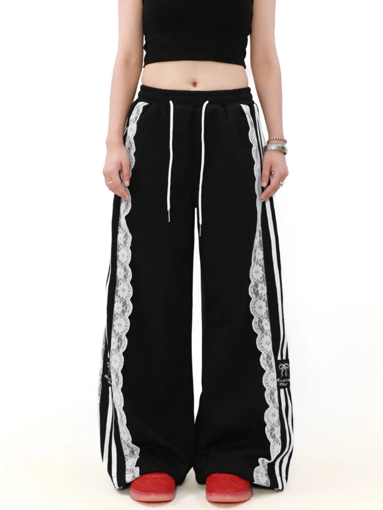 Ribbon Edge Lace Track Pants