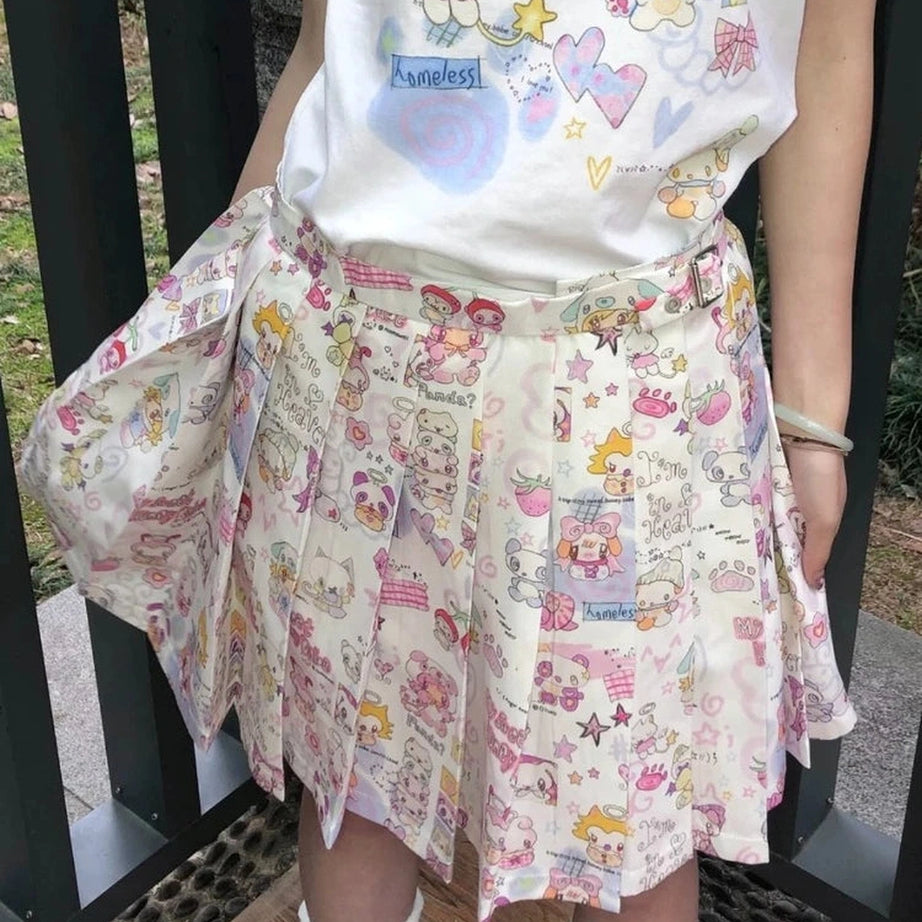 Y2k Kawaii Wonderland Pleated Skirt