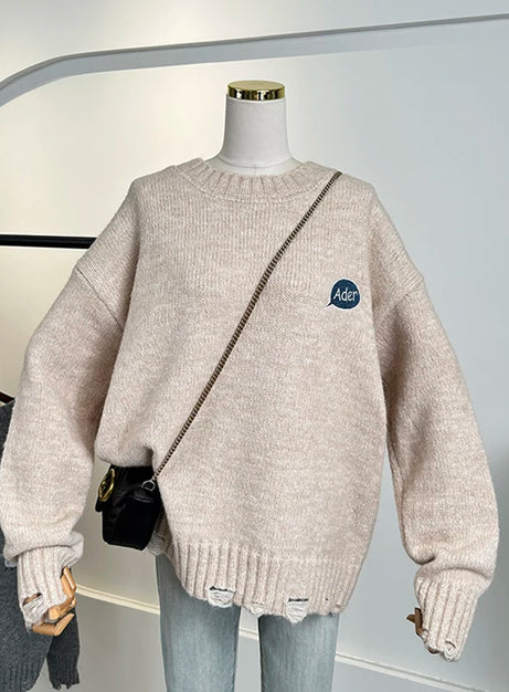 Playful Embroidery Oversized Sweater