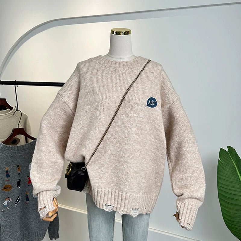 Playful Embroidery Oversized Sweater