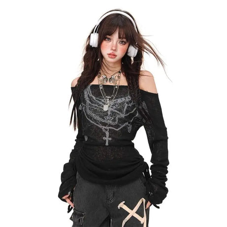 Chains of Midnight Off-Shoulder Top